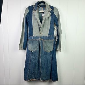 *RARE* Free People Artisan de Luxe Denim Patchwork Trench Coat Jacket